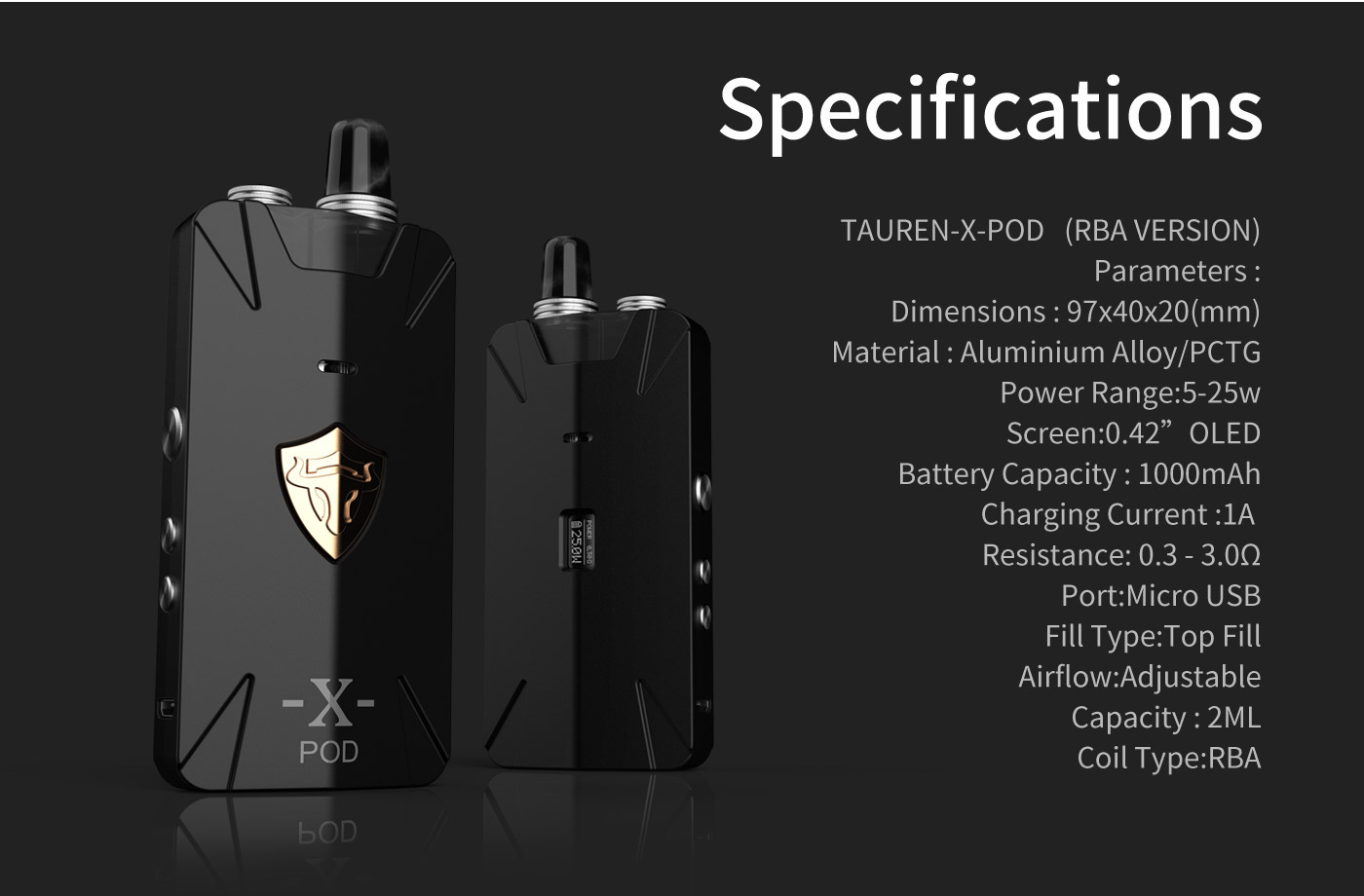 tauren x pod rba starter kit vape expers by thunderhead creations 3