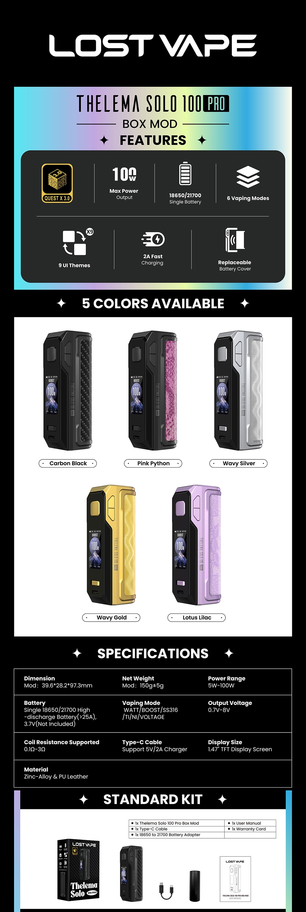 thelema solo 100w pro mod by lost vape