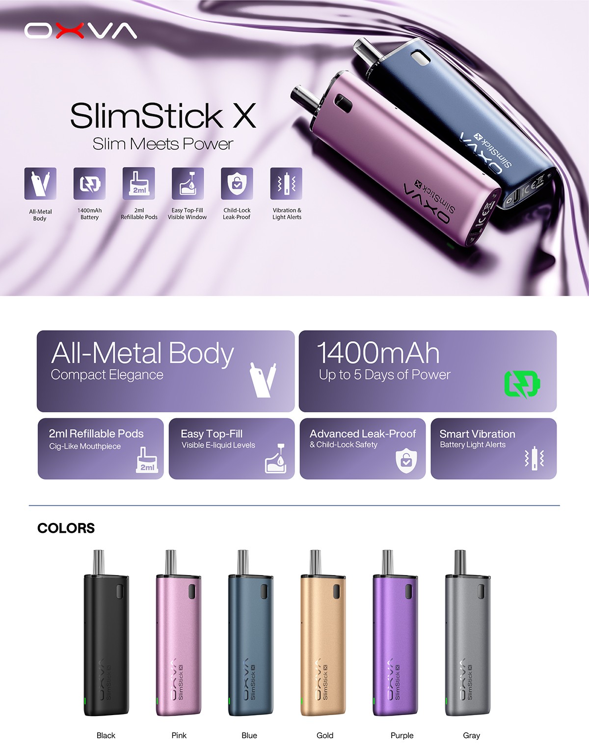 OXVA SlimStick X 1400mAh 2ml mini