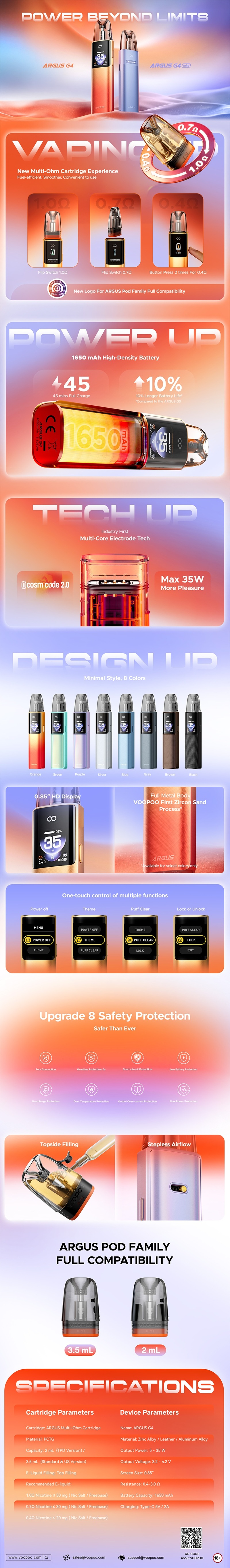 argus g4 1650mah 3 5ml by voopoo all