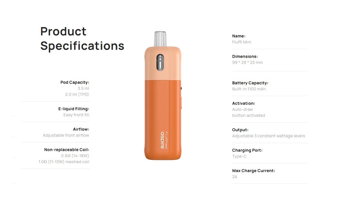 fluffi mini pod kit 1100mah 3 5ml by aspire 12