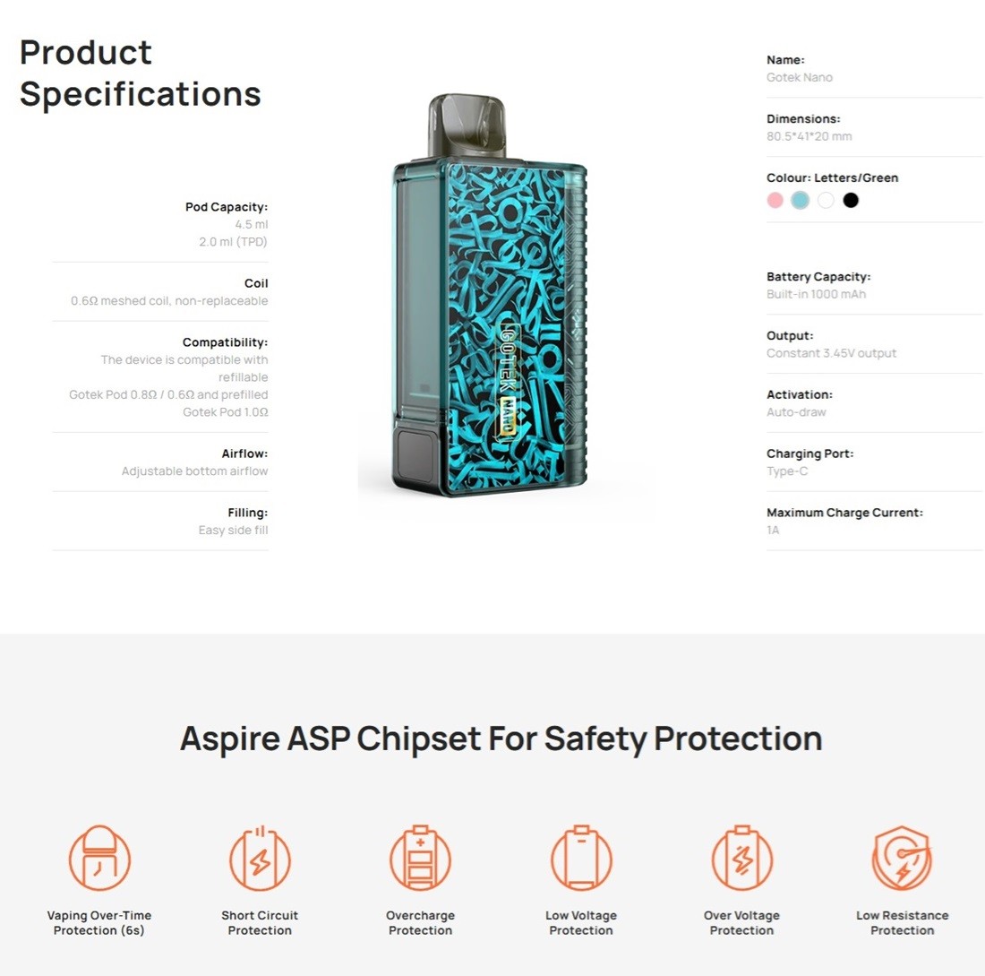 gotek nano 1000mah 4 5ml by aspire 11
