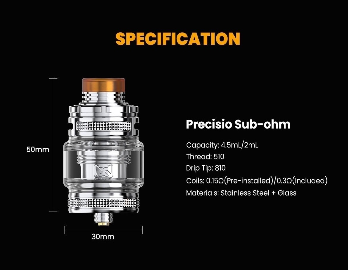precisio sub ohm tank 30mm by bd vape 6