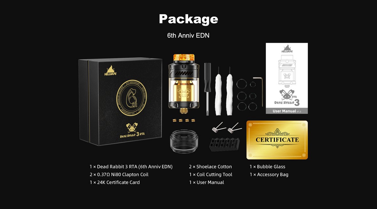 dead rabbit v3 rta 6th anniversary edition 25mm by hellvape desc 7