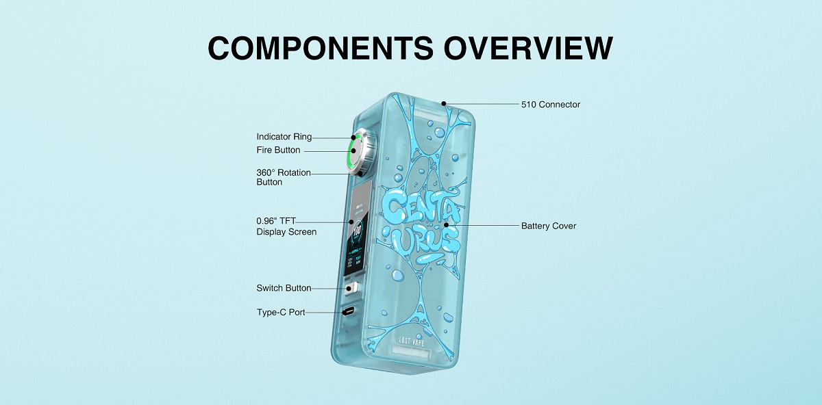 centaurus n100 box mod 100w 21700 by lost vape 10