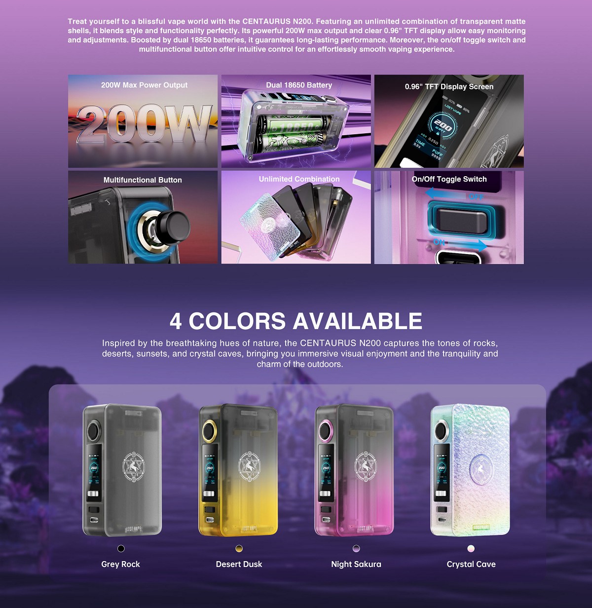 centaurus n200 box mod 200w 2x 18650 by lost vape 2